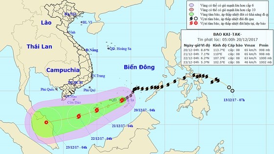 Position of the 15th storm hitting the East Sea this year (Photo: The National Hydrology Meteorology Forecast Center)