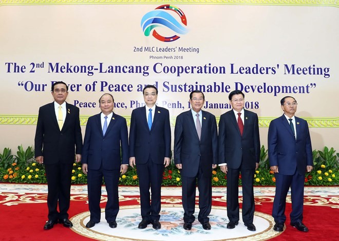 Leaders of the six countries of the Mekong-Lancang cooperation pose for a photo (Photo: VNA)