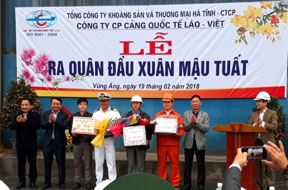 The Lao – Viet International Port Joint Stock Company hold its opening ceremony at the Vung Ang port wharf after Tet holiday.