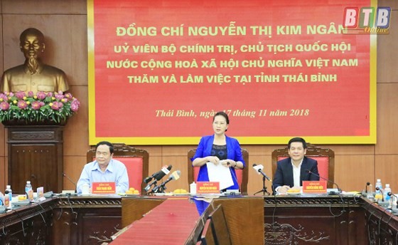 National Assembly Chairwoman Nguyen Thi Kim Ngan speaks in the working (Photo: Thai Binh Newspaper)