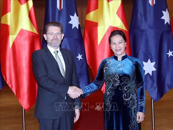 Chairwoman of the National Assembly of Vietnam Nguyen Thi Kim Ngan and President of the Senate of Australia Scott Ryanf (Photo:VNA)