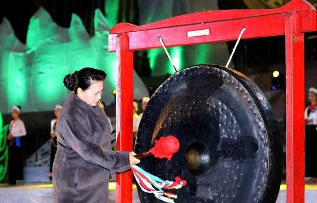 National Assembly Chairwoman Nguyen Thi Kim Ngan at the  opening ceremony of Hoa Binh Cultural and Tourism Week 2019 last night (Photo:VNA)
