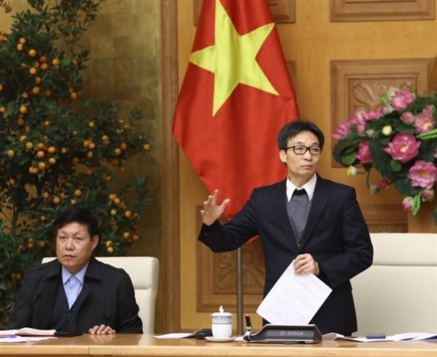Deputy Prime Minister Vu Duc Dam (standing) at the meeting on February 14 (Photo: VNA)