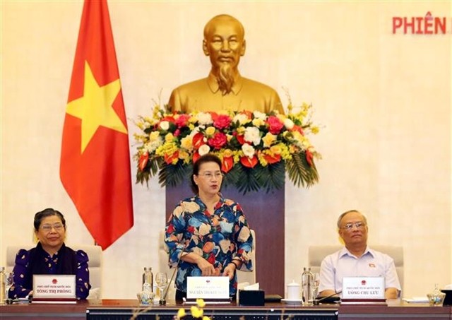 NA Chairwoman Nguyen Thi Kim Ngan at the closing session of the NA Standing Committee in Hà Nội on Tuesday. (Photo:VNA) 