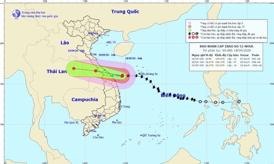 Path map of storm Noul on September 18