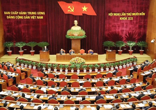 A view of the 14th session of the 12th Party Central Committee that opened in Hanoi on December 14 (Photo: VNA)