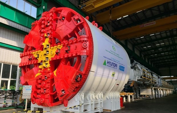 Part of the first tunnel boring machine for the building of Metro Line No 3, Nhon - Hanoi Train Station (Photo courtesy of MRB)