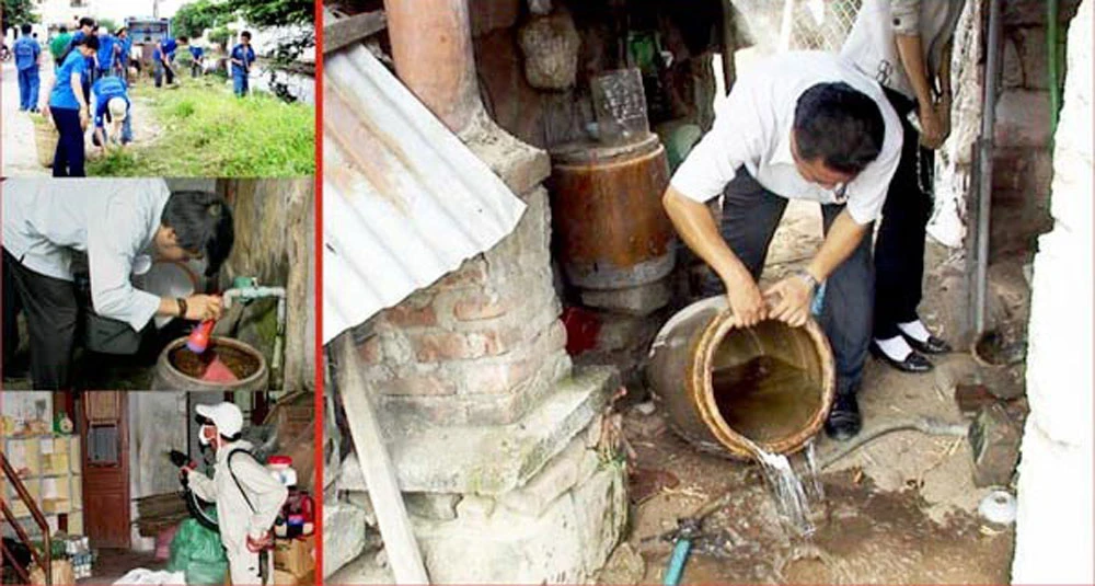 Các hộ gia đình cần thường xuyên vệ sinh các dụng cụ chứa nước để phòng tránh dịch SXH