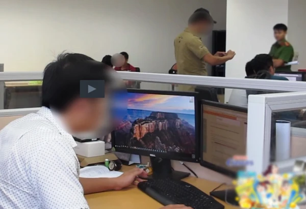Lực lượng chức năng khám xét Công ty TNHH Dịch vụ phần mềm Asian Livetech của “bà trùm” Nguyễn Thị Khéo. Ảnh: CQĐT cung cấp.