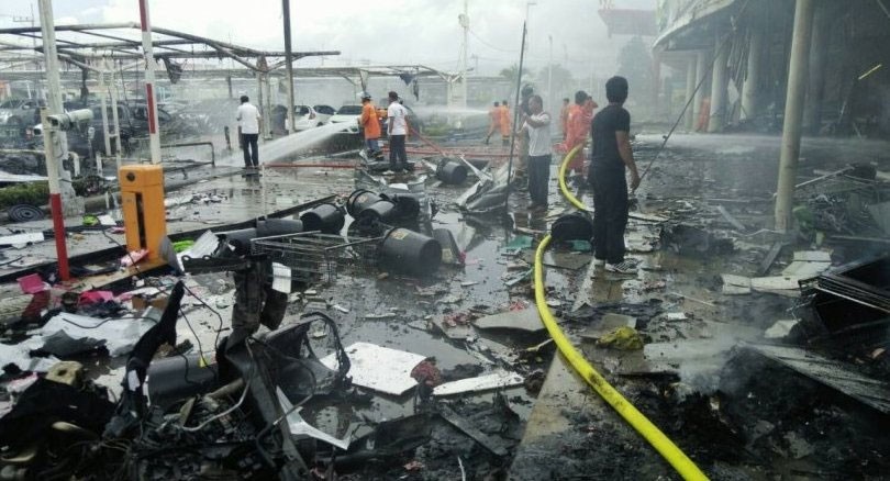 泰國北大年府一商場內爆炸的現場。（圖源：The Nation）