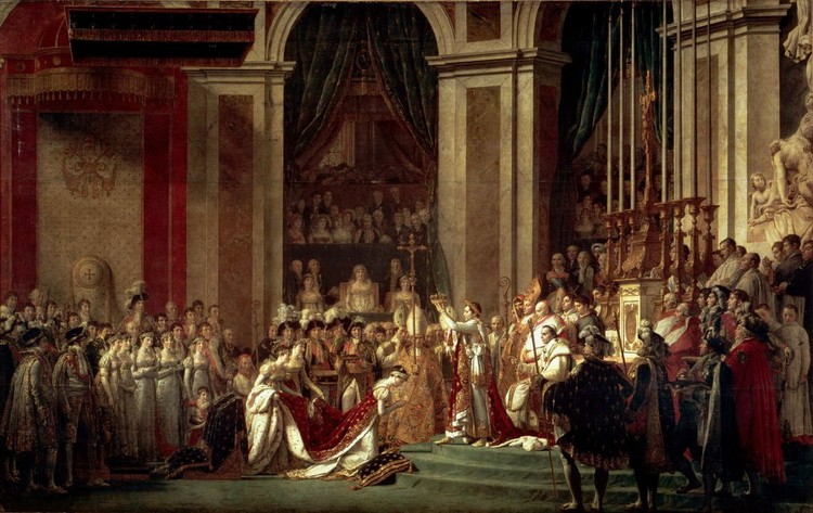 該幅巨作是大衛受拿破崙委託於1805年12月21日開始創作，歷時近兩年於1807年11月完成。（圖源：互聯網）
