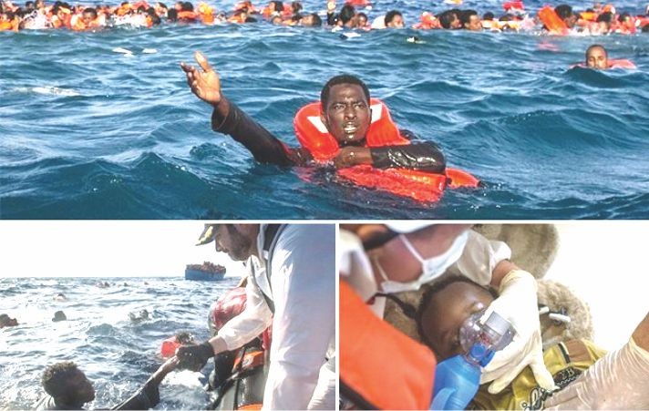 大批難民在怒海中掙扎待救。（圖源：互聯網）
