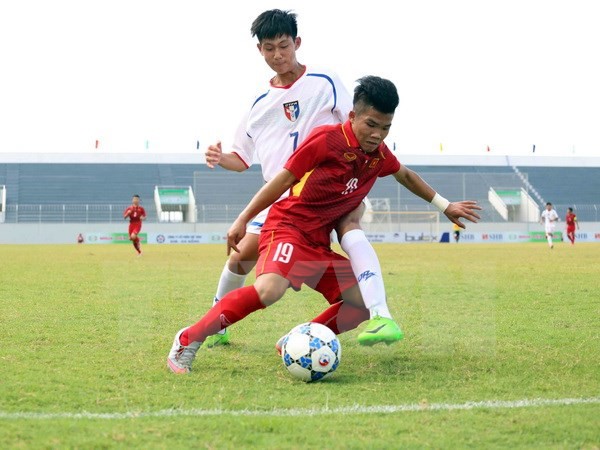 越南U15隊(灰衣)與緬甸隊比賽一瞥。（圖源：互聯網）
