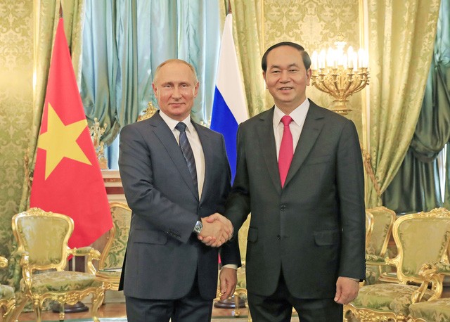 國家主席陳大光與普京總統會談。(圖源：互聯網)