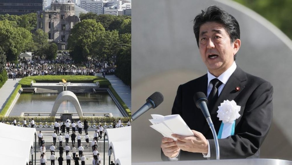 日本廣島市6日在和平紀念公園舉行原子彈爆炸72週年紀念活動，首相安倍晋三到当地出席仪式。（圖源：AFP）