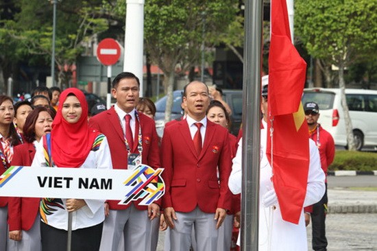 越南體育團在升旗儀式上。