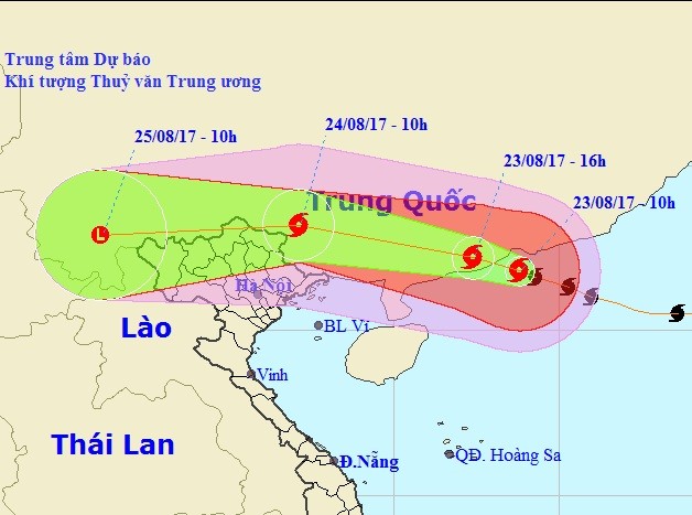 由於受颱風環流影響，北部灣北面出現風力強達6級，陣風達8級。（圖源：中央水文氣象預報中心）