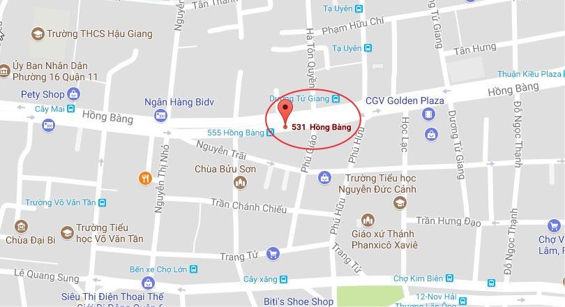 圖中畫紅圈的是市華語教師輔助會之臨時會址。（圖源：Google Maps）
