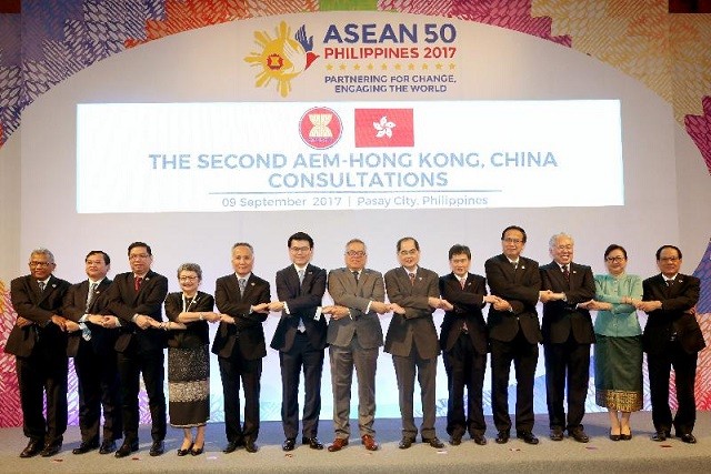 上月9日東盟(東協)與香港完成自由貿易協定談判，並定於今年11月裡進行簽訂。（圖源：互聯網）