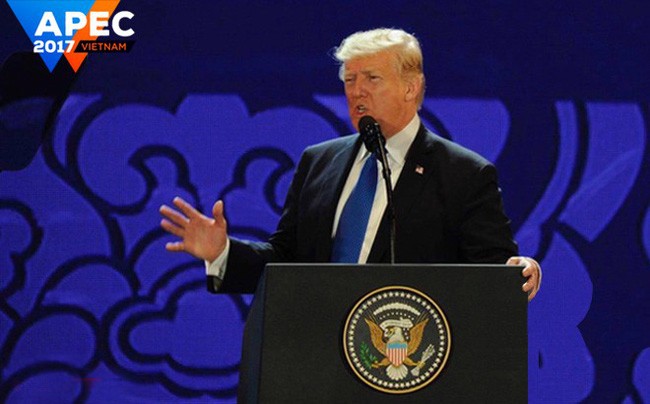 美國總統特朗普於本月10日參與在峴港市舉行的2017年亞太經合組織（APEC）峰會並在會上發表談話。