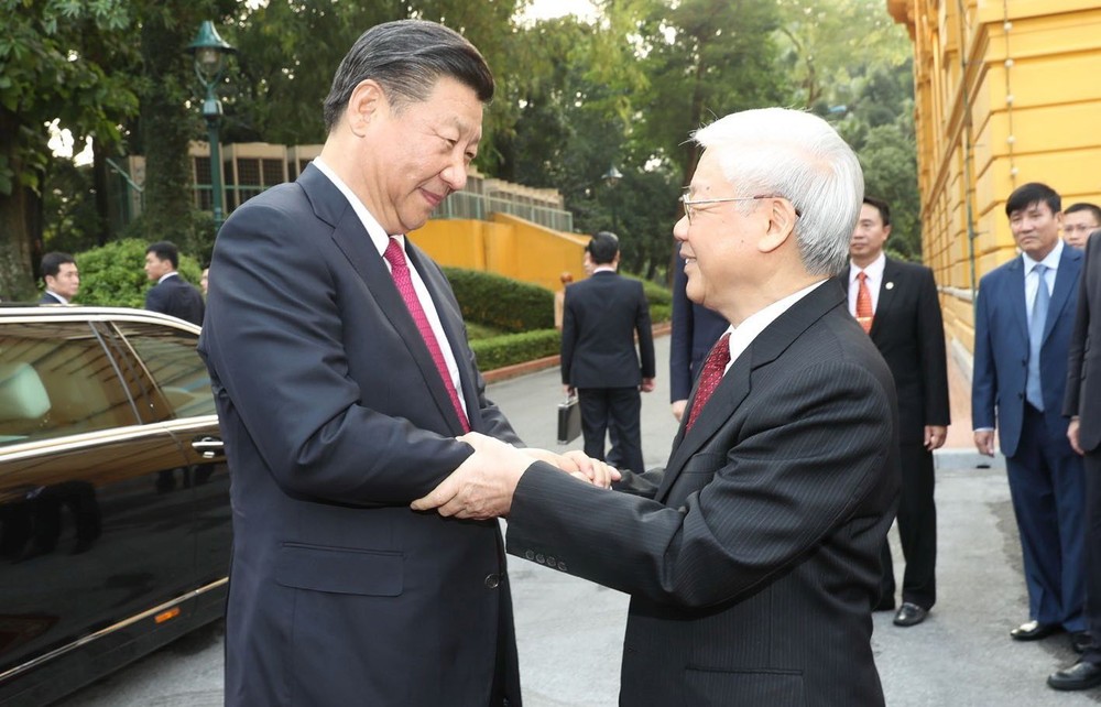 阮富仲總書記親切問候中共中央總書記、 中國國家主席習近平。
