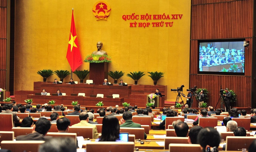 國會昨(14)日下午以88.39%贊成票通過了2018年中央財政預算調撥方案的決議。（圖源：Quochoi.vn）