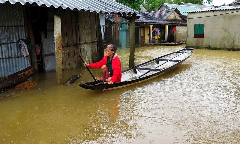 廣治省逾 300 民房仍嚴重受淹。（圖源：青松）