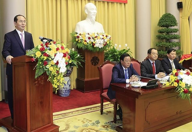 國家主席陳大光出席及發表指導會議意見。（圖源：顏創）