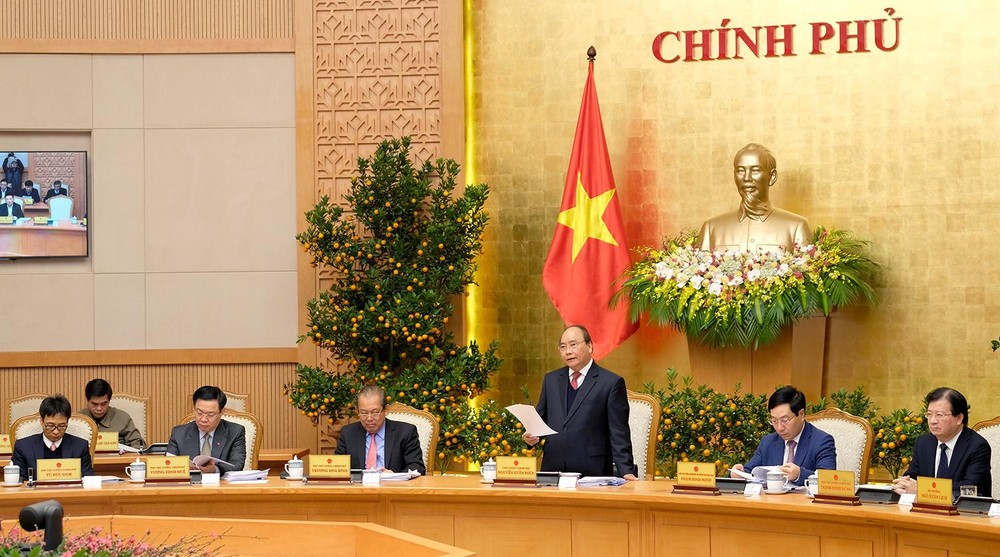阮春福總理(右三)主持政府2018年1月份例會。（圖源：光孝）