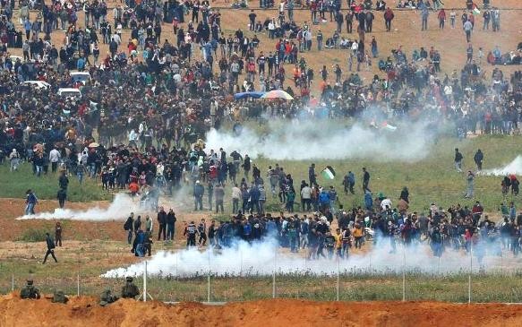 巴勒斯坦示威者與以色列軍隊衝突現場。（圖源：互聯網）