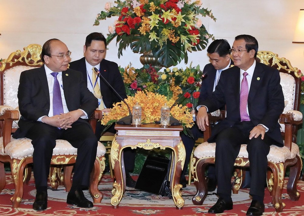 政府總理阮春福與柬埔寨總理洪森會面。（圖源：統一）