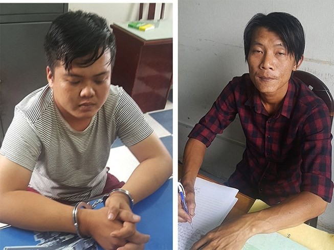 被抓獲的2名銀行劫案嫌犯陶玉南(左)和阮長凱。（圖源：阮新）