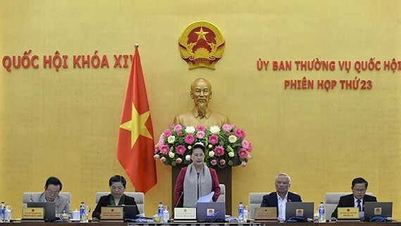 國會主席阮氏金銀在國會常務委員會第23次會議上致開幕詞。（圖源：Quochoi.vn）