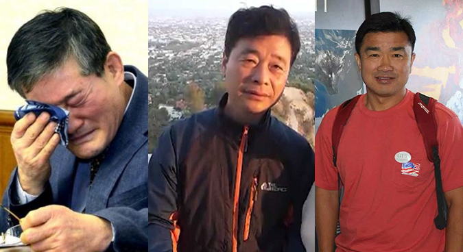  獲朝鮮釋放的3名美國公民Kim Dong-chul(左一)、Kim Hak-song(中)和Tony Kim。（圖源：互聯網）