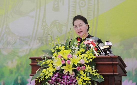 國會主席阮氏金銀代表黨、國家領導在儀式上致詞。