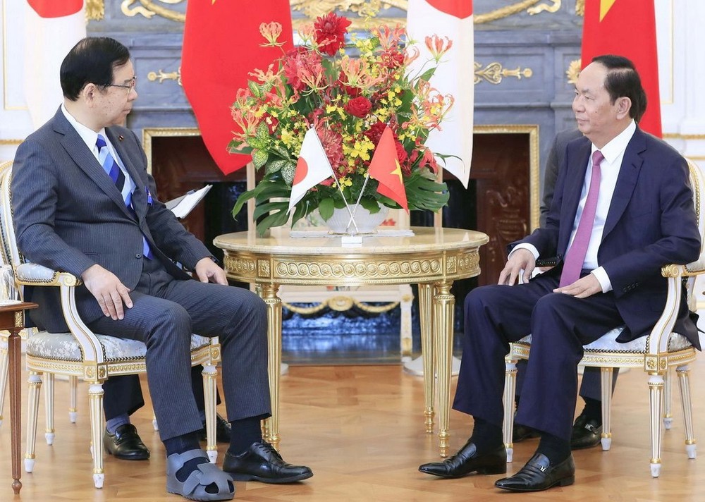 國家主席陳大光會見日本共產黨委員長志位和夫。（圖源：互聯網）