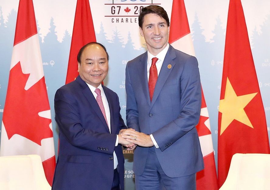 阮春福總理會見加拿大總理特魯多。（圖源：光孝）*