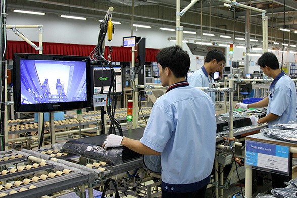越南三星公司的生產線一隅。