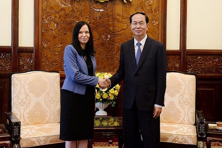 國家主席陳大光接見芭芭拉大使。（圖源：VOV）