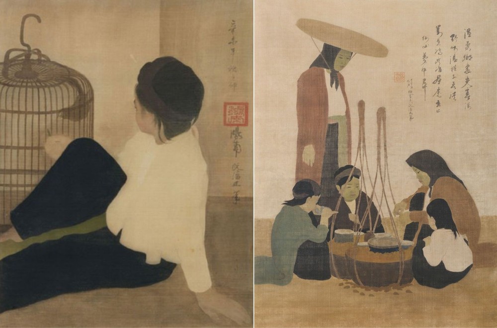 阮潘正名畫家的兩幅傑作《蝸牛商販》和《孩童餵鳥》在香港拍賣會以高價成交。