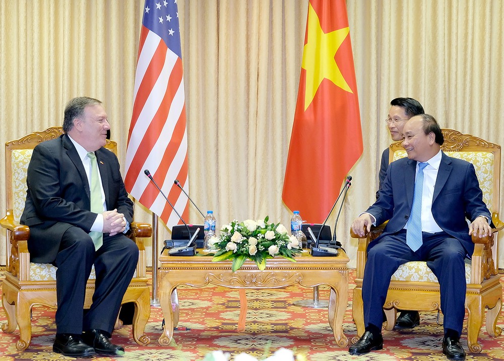 阮春福總理接見美國務卿蓬佩奧。（圖源：光孝）