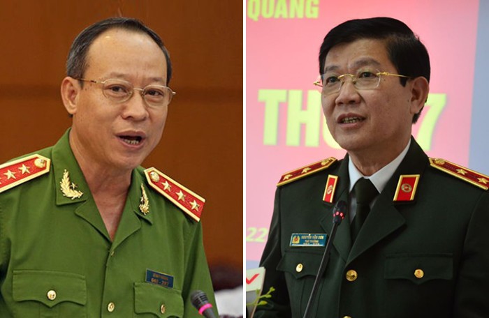 公安部副部長黎貴王上將（左）與公安部副部長阮文山中將。（圖源：PLO）