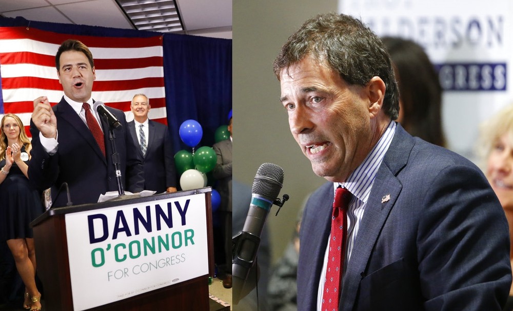 民主黨候選人奧康諾(左)，共和黨候選人巴爾德森 (右)。（圖源：AP）