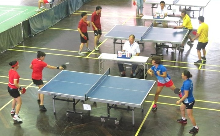 越南公務員工會運動會的乒乓球比賽。