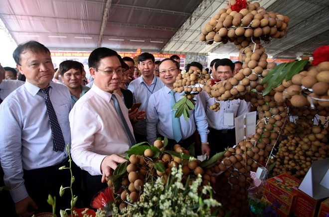 政府副總理王廷惠參觀農產品展。（圖源：誠鐘）