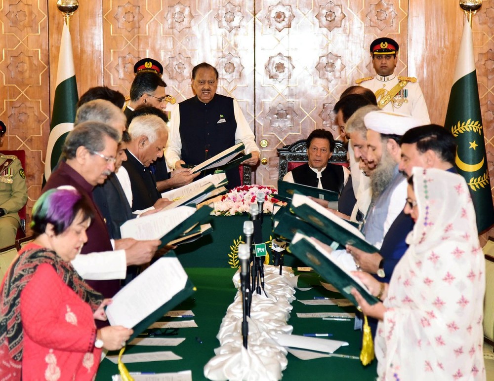 巴基斯坦新內閣宣誓就職儀式。（圖源：新華網）