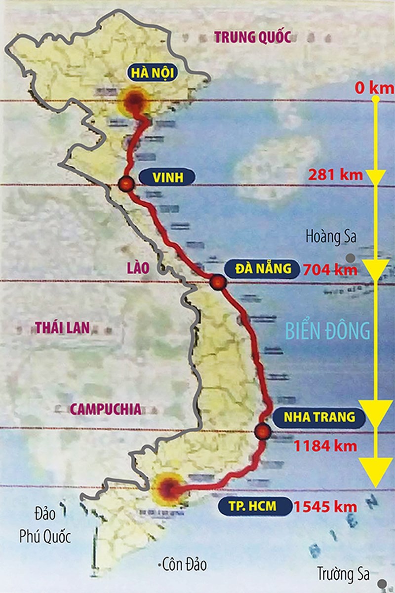 全長1545公里的高鐵起點將設於河內市，終點設在本市。