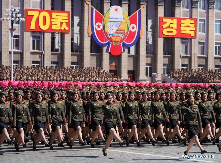 9月9日，朝鮮在平壤舉行盛大閱兵式和群眾花車遊行，熱烈慶祝建國70週年。（圖源：新華網）