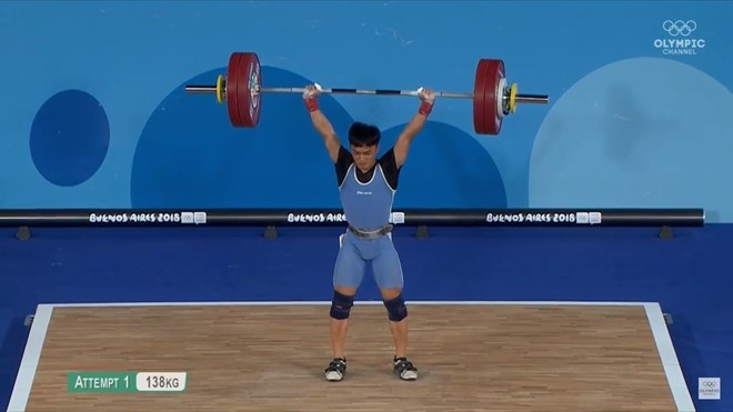 越南舉重運動員吳山鼎男子舉重56公斤級賽項奪得首枚金牌。
