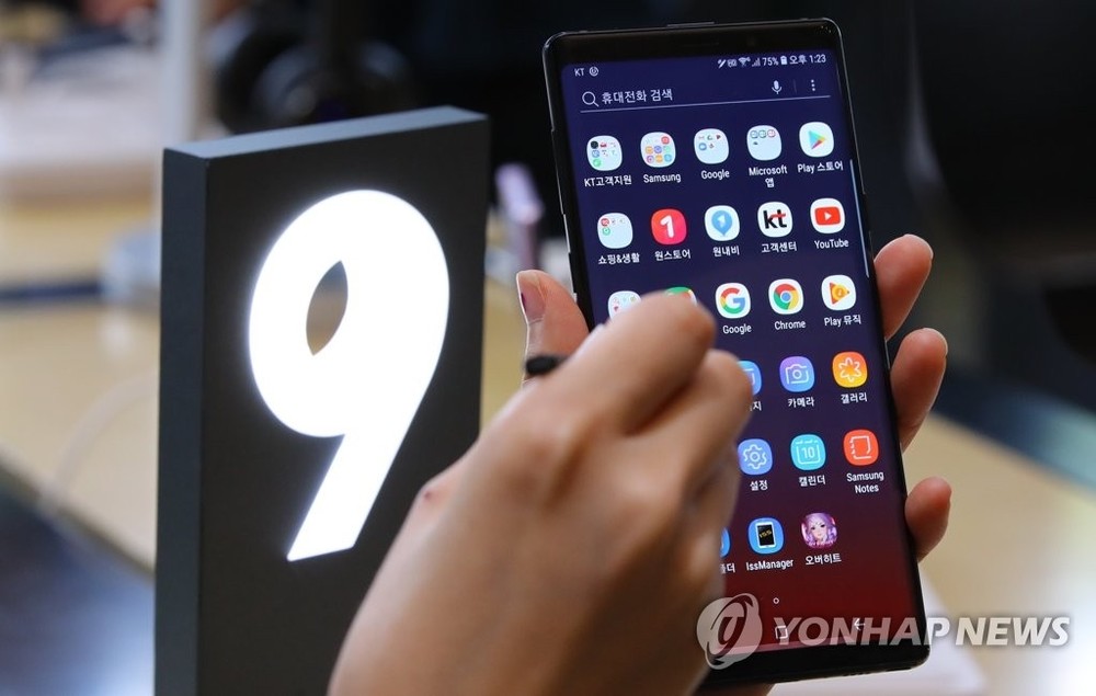 三星 Galaxy Note 9 在韓銷量破百萬。（圖源：韓聯社）